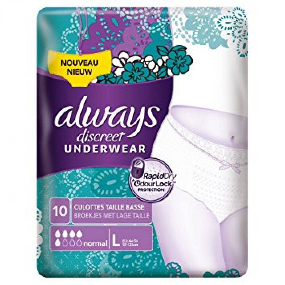 Always Discreet Underwear Incontinence Pants Normal L Pack of 10 ...