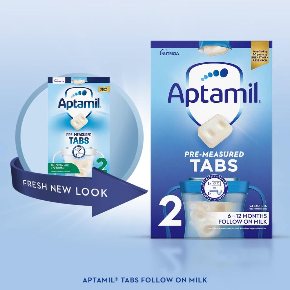 Aptamil 2 Follow On Baby Milk Formula PreMeasured Tabs 6 to 12 Months 576g