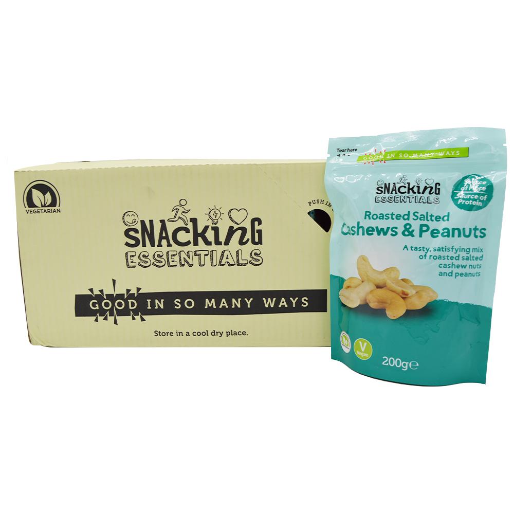 CASE PRICE  Snacking Essentials Roasted Cashews and Peanuts 12 x 200g