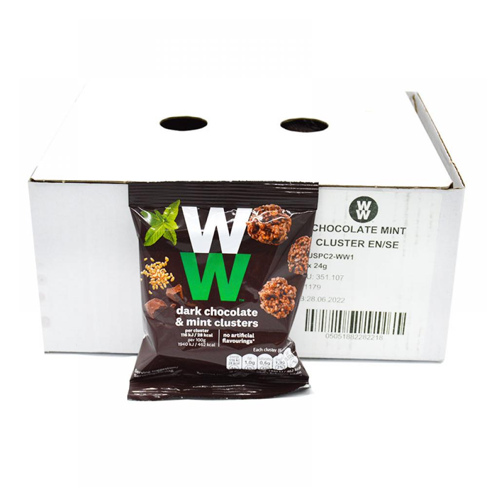 LAST CHANCE CASE PRICE  WW Dark Chocolate and Mint Clusters 16 x 24g