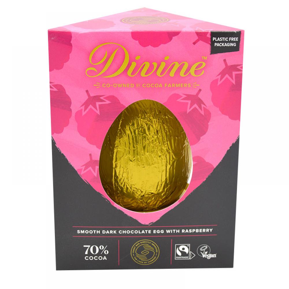 Divine Smooth Dark Chocolate Egg With Raspberry 90g