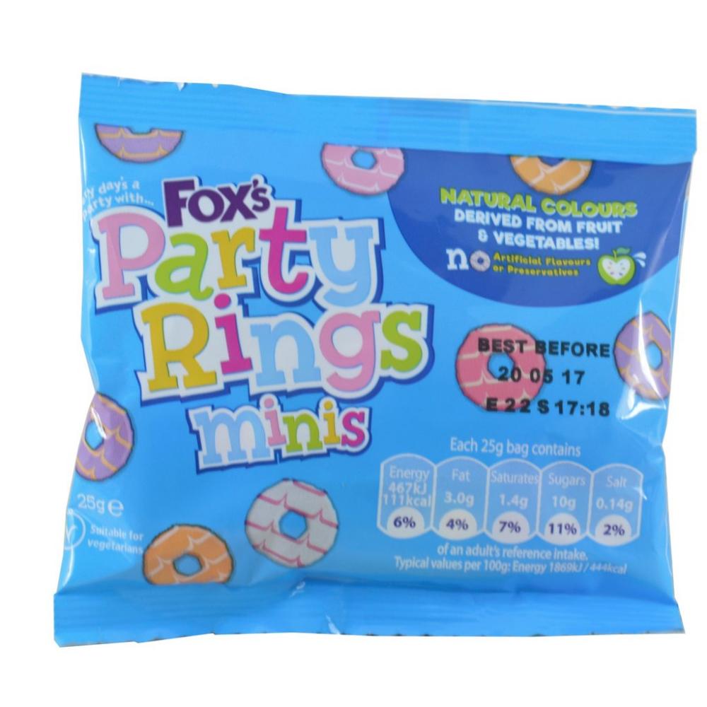 Foxs Party Mini Rings 25g | Approved Food