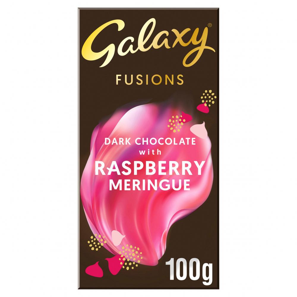 Galaxy Fusions Dark Chocolate Raspberry Meringue Bar 100g