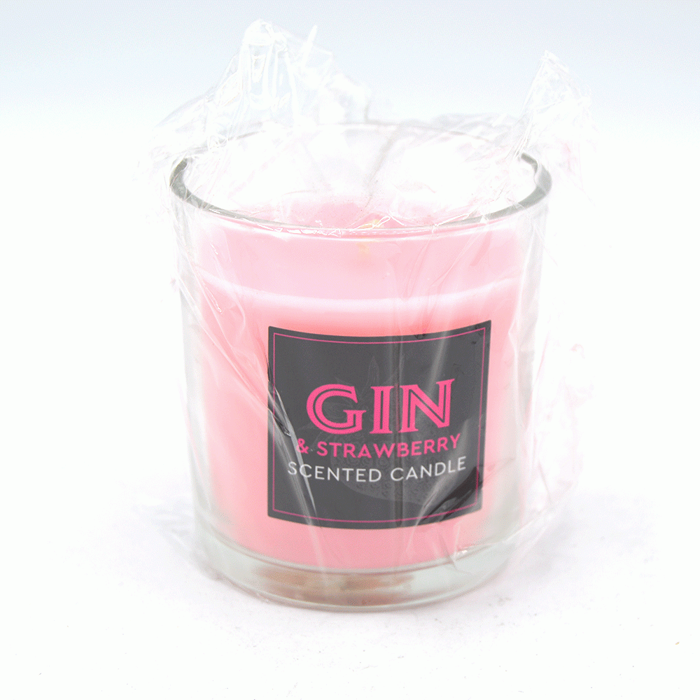 Gin and Strawberry Scented Candle Pink