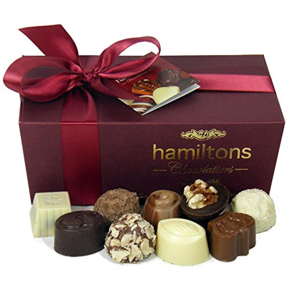 Hamiltons Burgundy Luxury Belgian Ballotin Handmade Chocolates Gift Box 24 Chocolates
