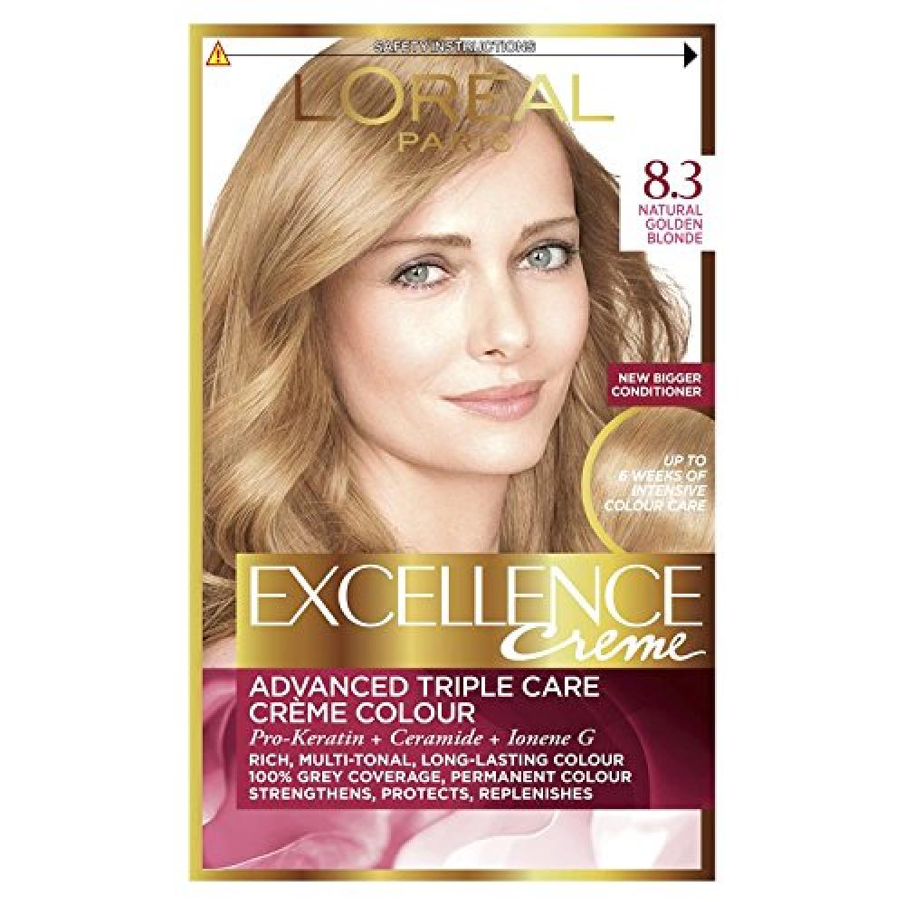 LOreal Excellence Creme 8.3 Natural Golden Blonde Hair Dye | Approved Food