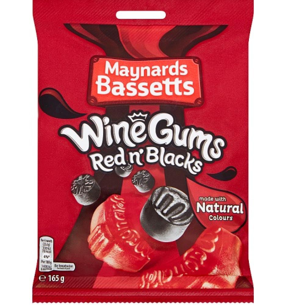 Maynards Bassetts Wine Gums Red N Blacks 165g Approved Food