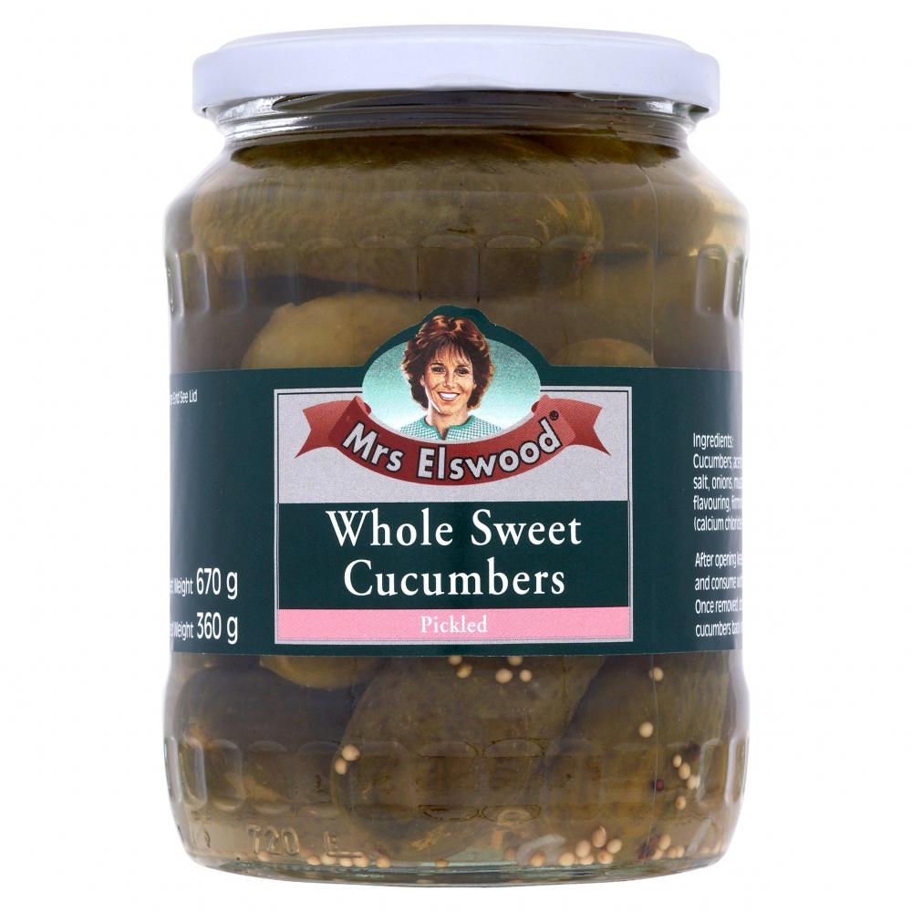 Mrs Elswood Whole Sweet Pickled Cucumbers 670g