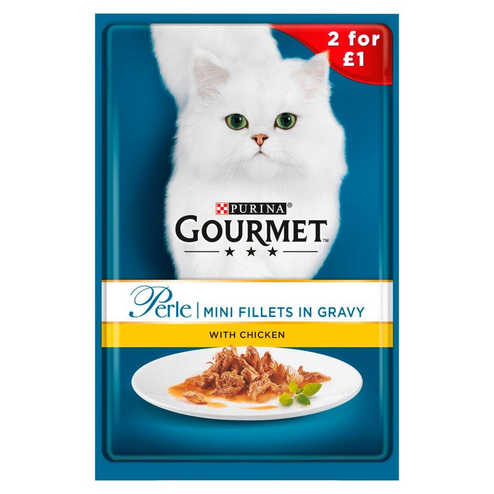 Purina Gourmet Perle Wet Cat Food Mini Chicken Fillets in Gravy 85g ...