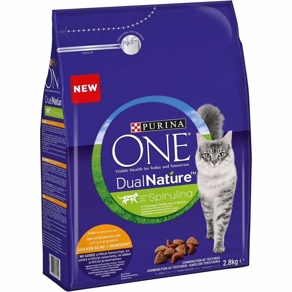 Purina One Dual Nature Adult Cat Food Chicken With Spirulina 2.8kg