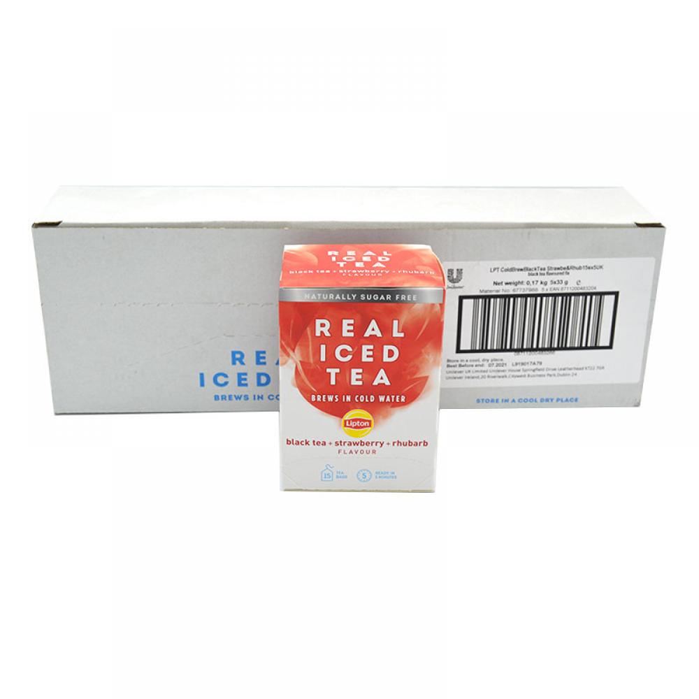 SALE CASE PRICE  Lipton Real Iced Tea Strawberry and Rhubarb Flavour 5 x 15 Teabags