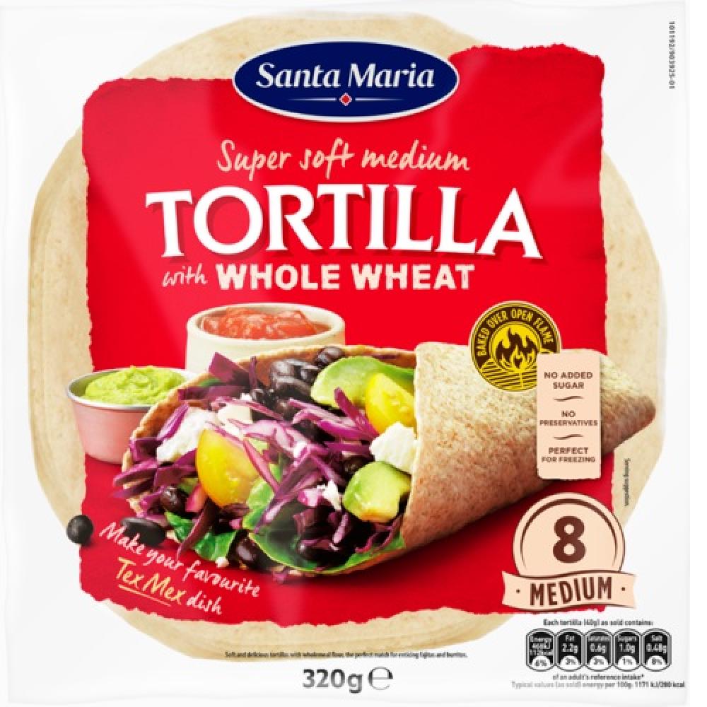 Santa Maria 8 Whole Wheat Soft Tortillas 320g