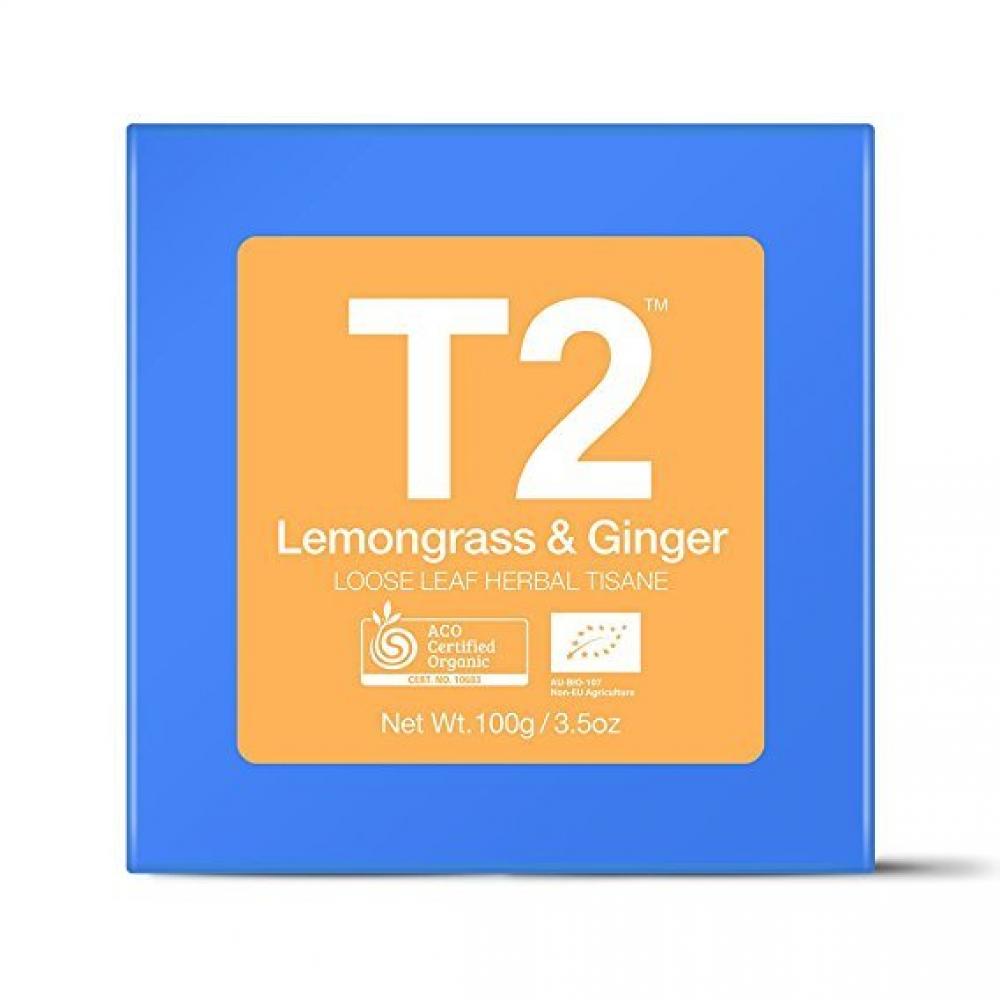 T2 Tea Lemongrass and Ginger Loose Leaf Teabags in Gift Cube 25-Count