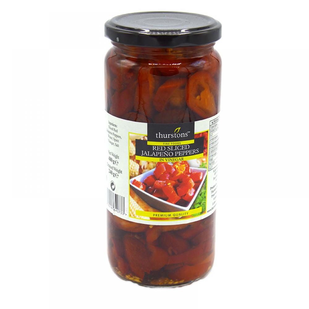 Thurstons Red Sliced Jalapeno Peppers In Vinegar 480g