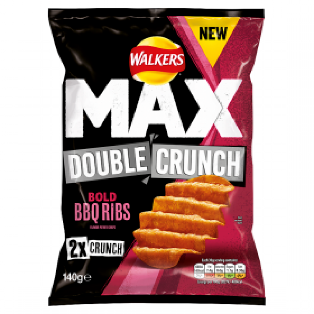 BLACK FRIDAY SPECIAL  Walkers Max Double Crunch Bold BBQ Ribs Crisps 140g