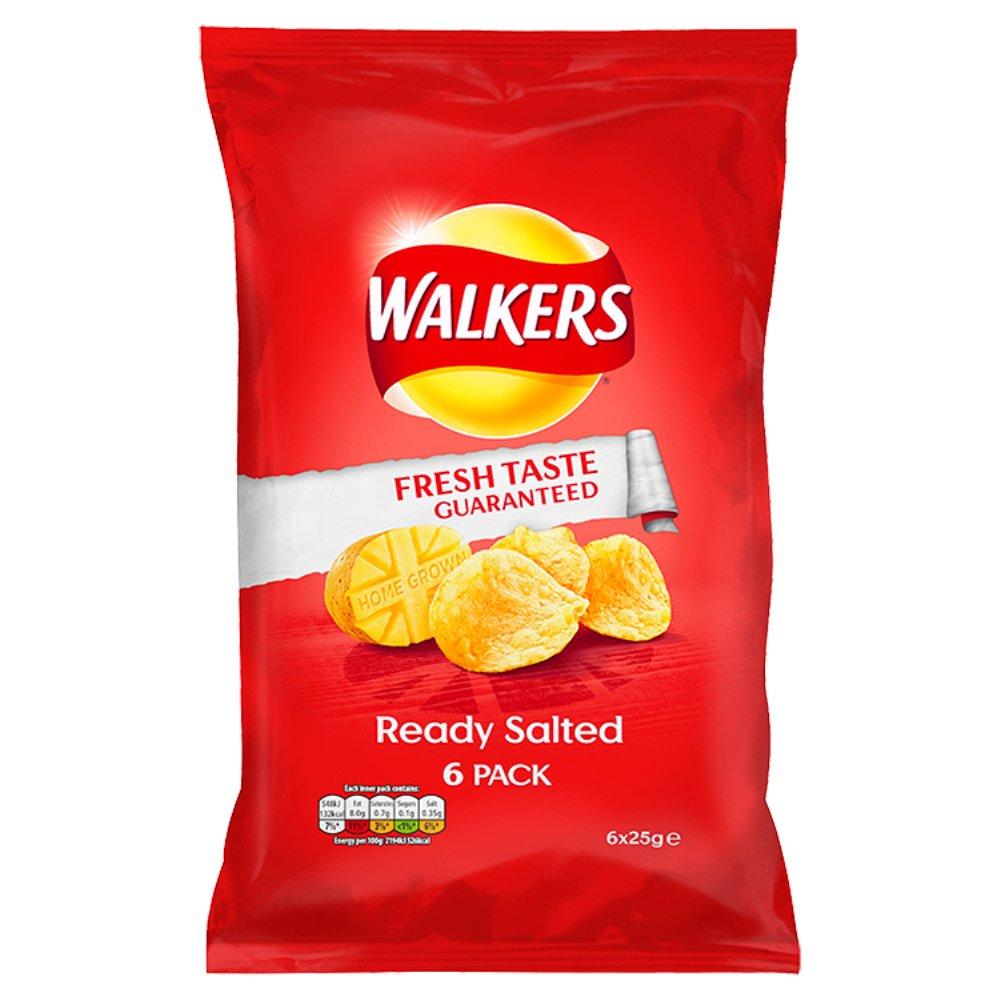 Walkers Ready Salted Flavour Crisps 25g x 6 | Approved Food