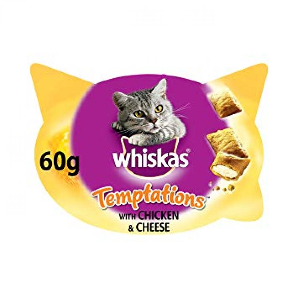 Whiskas Temptations Cat Treats Chicken and Cheese 60 g