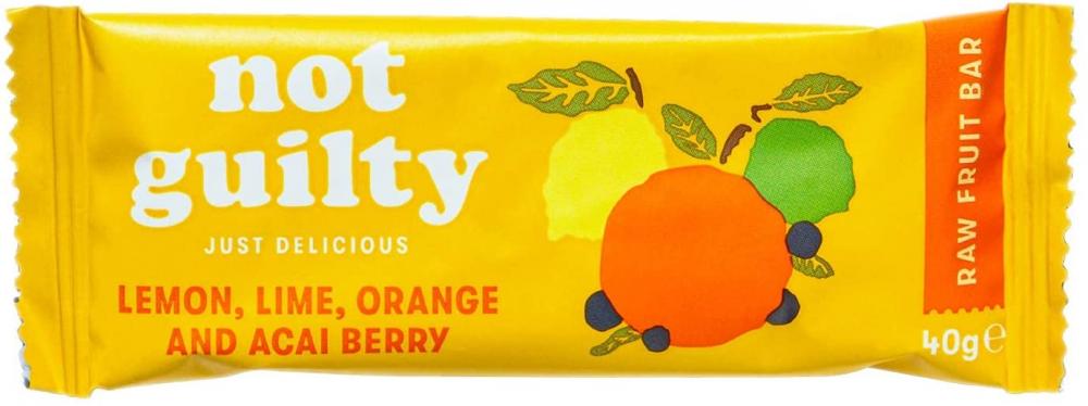Not Guilty Lemon Lime Orange and Acai Berry Healthy Raw Fruit Snack Bar 40g