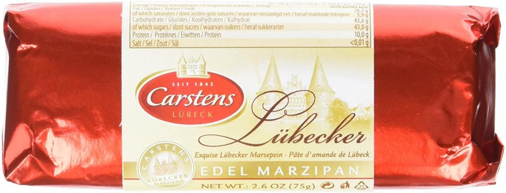 Carstens Plain Chocolate Covered Marzipan Bar 75g
