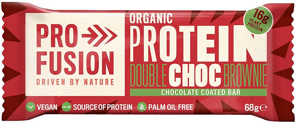 SALE  Profusion Organic Protein Bar Double Chocolate Brownie Chocolate Coated Bar 68 g