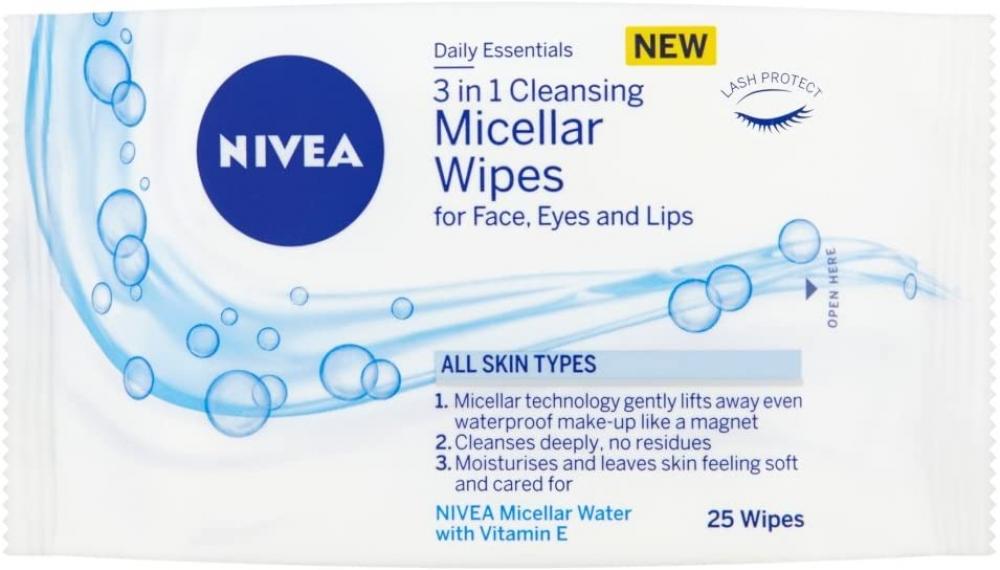 Nivea Daily Essentials 3 in 1 Cleansing Micellar Wipes All Skin Types 25 Wipes