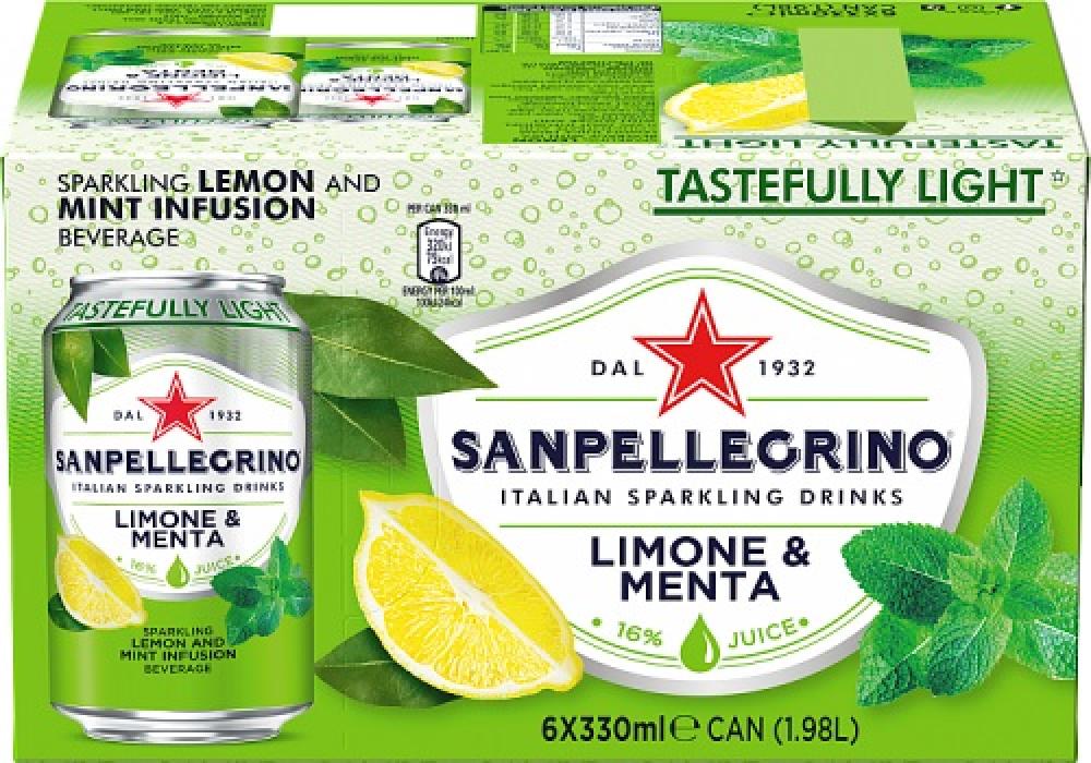 SALE  San Pellegrino Sparkling Lemon and Mint 6 x 330ml