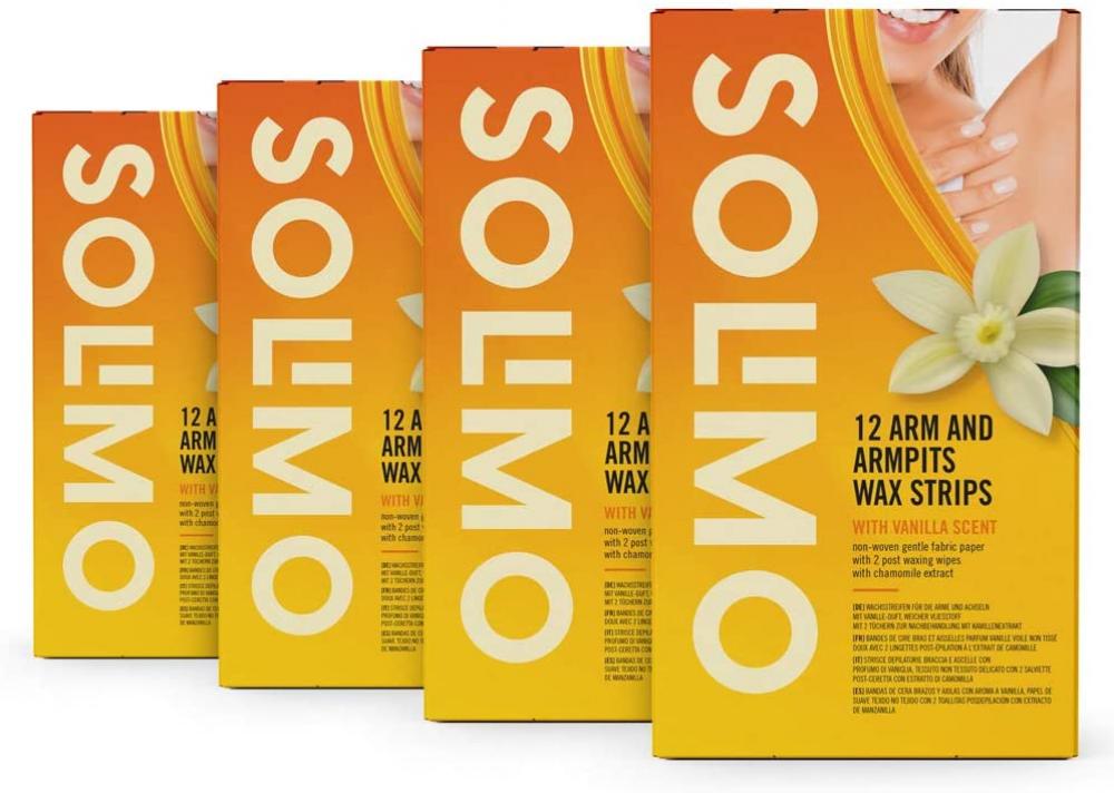 Solimo Arms and Armpits Wax Strips with Vanilla Scent 12 strips