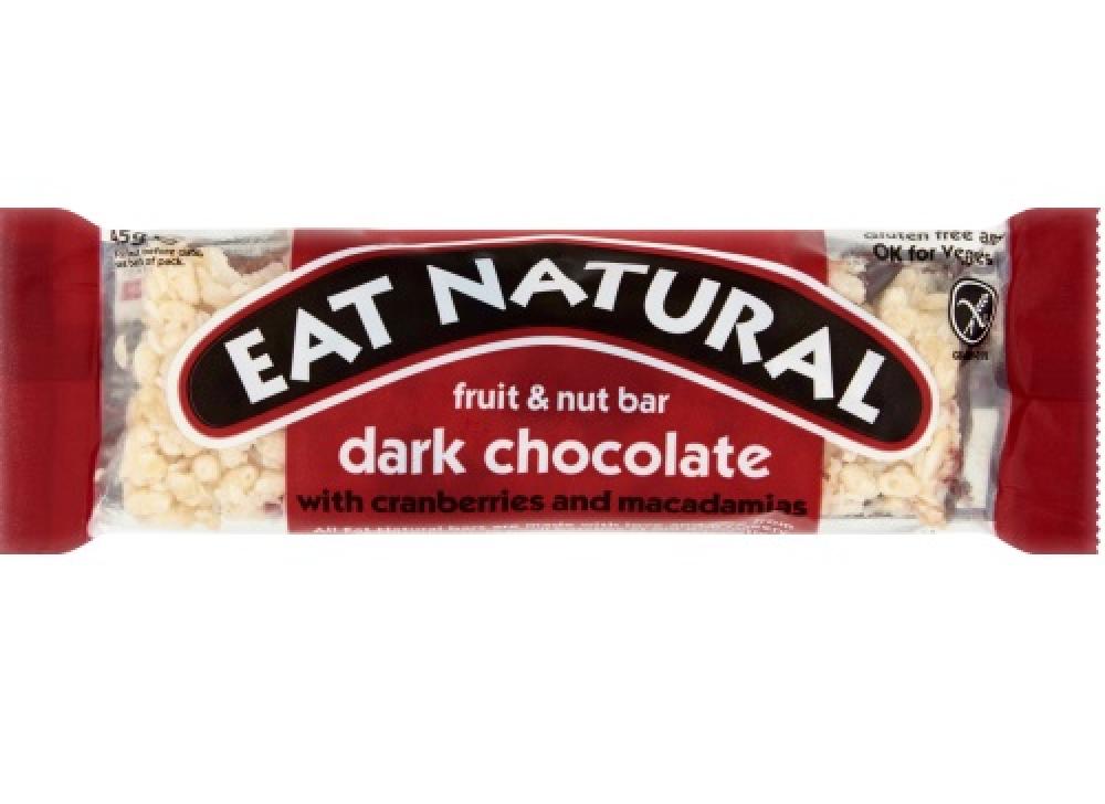 Eat Natural Dark Chocolate Bar with Cranberries and Macadamias 45g