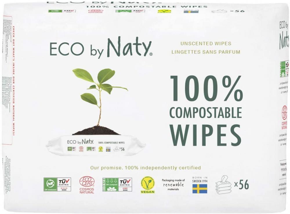 ECO by Naty Unscented Baby Wipes 56