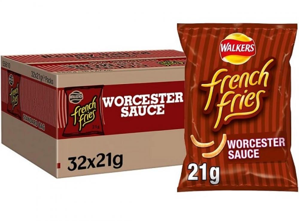 CASE PRICE  Walkers French Fries Worcester Sauce 32 x 21g