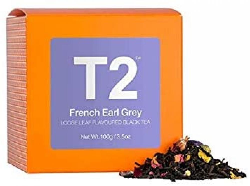 T2 Tea French Earl Grey Black Tea Loose Leaf Black Tea in a Box 100 g