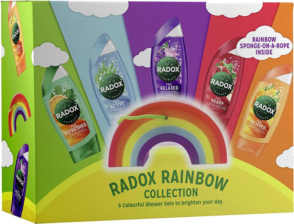 Radox Rainbow with 5 Shower Gels and Bath Sponge Fun Collection Gift Set 5x250ml