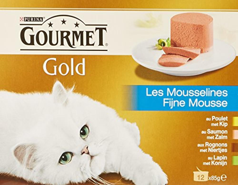 Gourmet Gold Les Mousselines Adult Cat Meat Fish 12 X 85g French Origin Approved Food