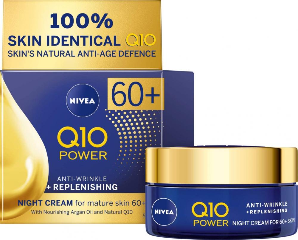 Nivea Q10 Power 60plus Anti-Wrinkle Replenishing Night Cream 50 ml No Box