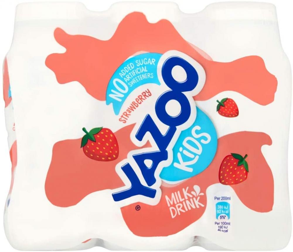 SALE  Yazoo Kids No Added Sugar Strawberry Milk Drink 6 x 200 ml