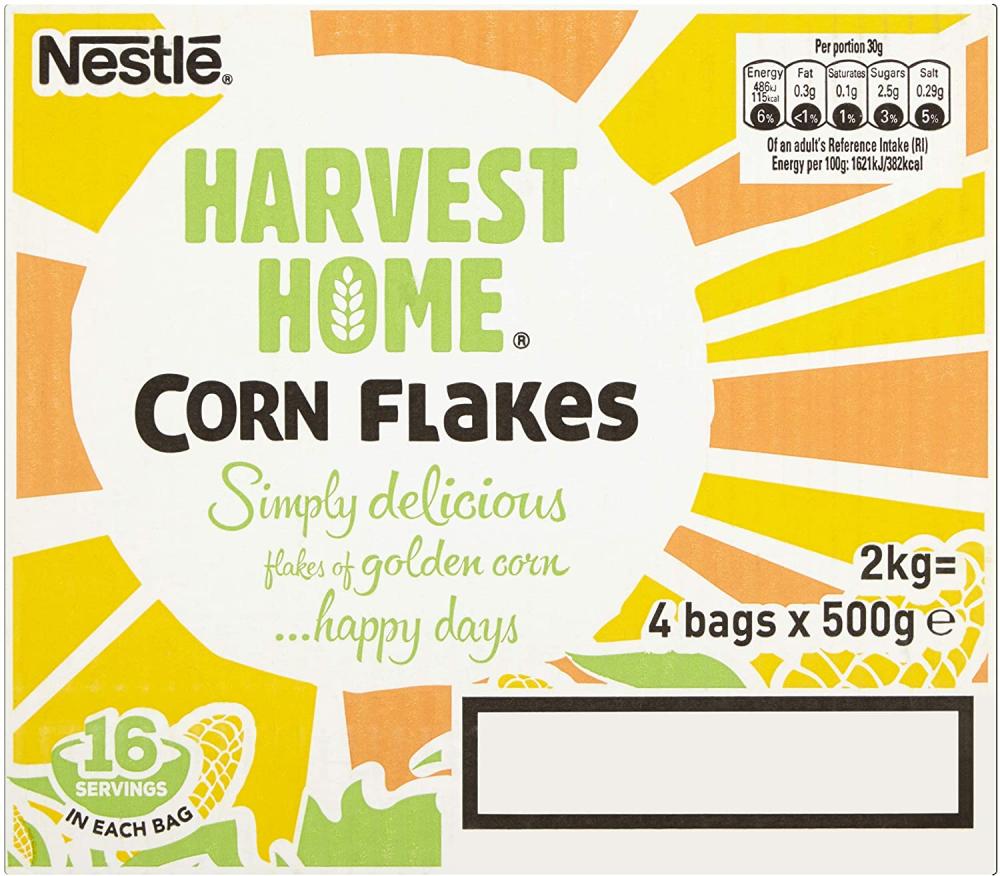 Nestle Harvest Home Cornflakes Cereal Bags 4x500g