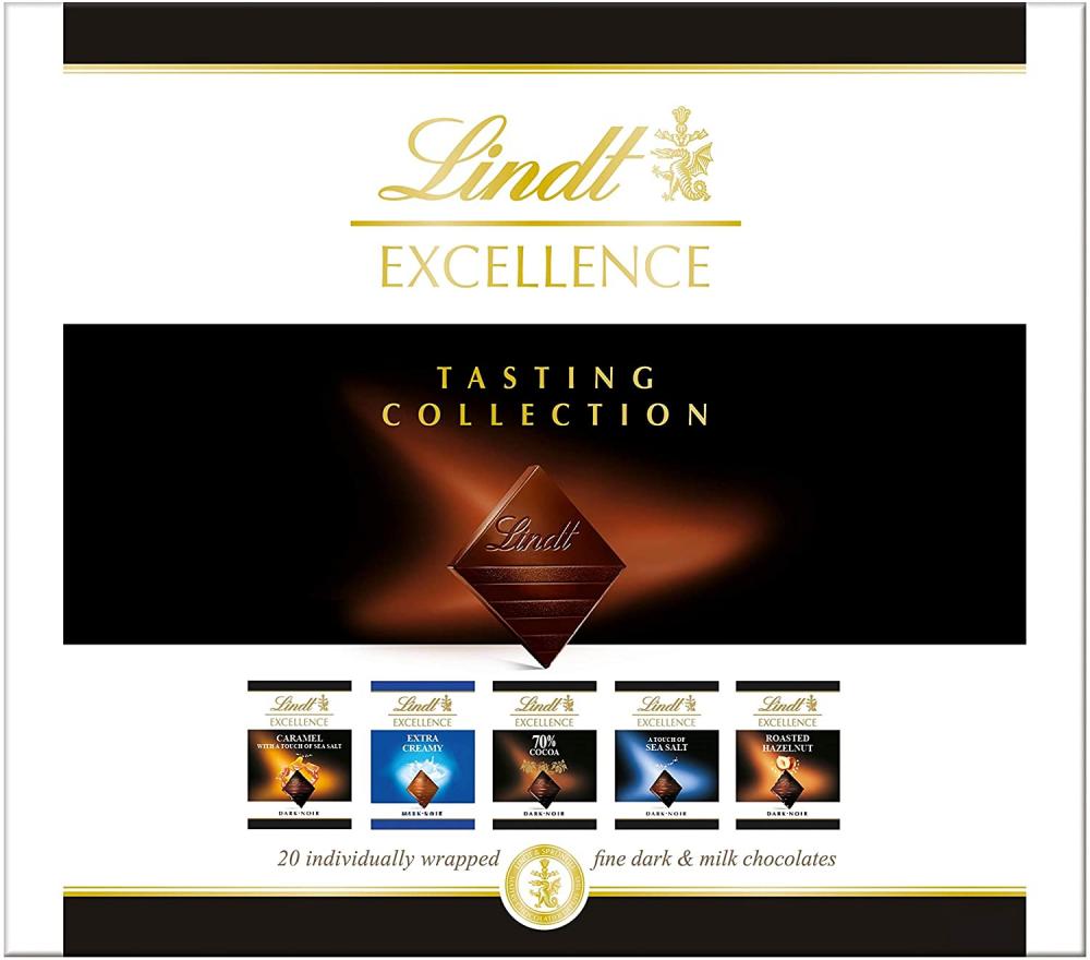 Lindt Excellence Tasting Collection - 20 Individually Wrapped Fine Dark and Milk Chocolates 200 g