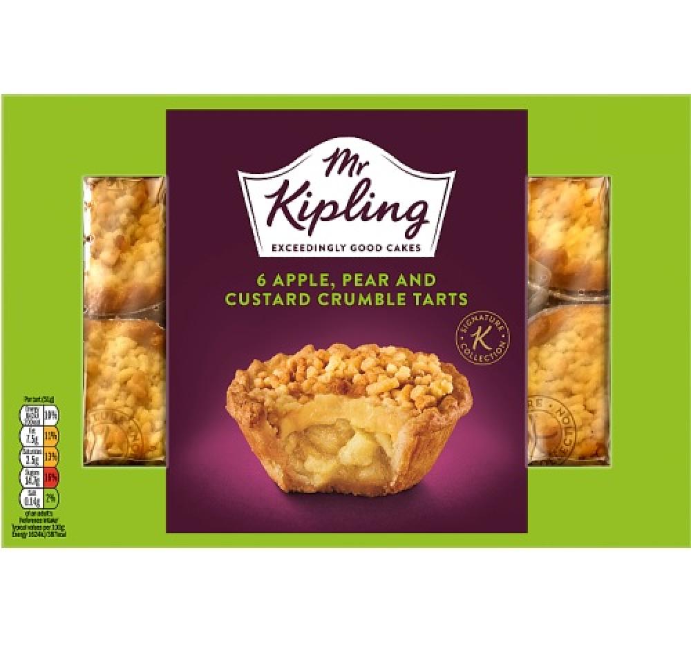 Mr Kipling 6 Apple Pear and Custard Crumble Tarts
