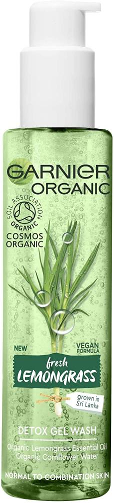 Garnier Organic Refreshing Lemongrass Detox Gel Wash Cleanser for Healthy Glowing Skin Face Wash for Normal Combination and Sensitive Skin 150ml