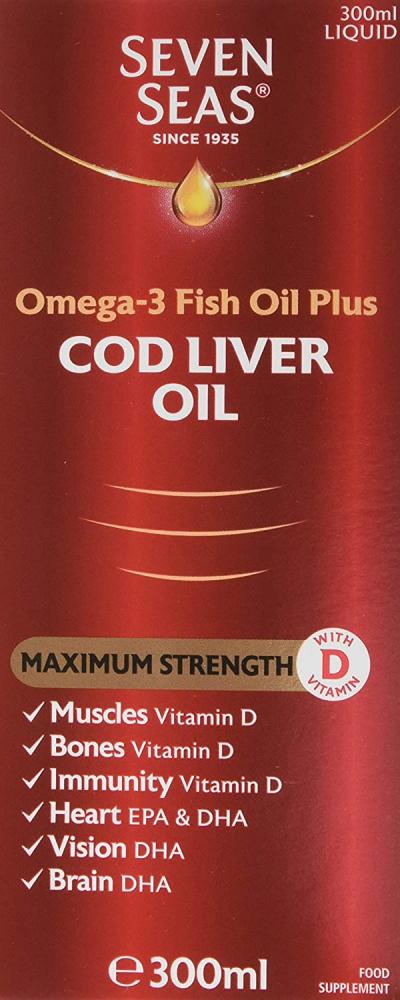 Seven Seas Omega 3 Fish Oil Plus Cod Liver Oil Maximum Strength Liquid 300 ml