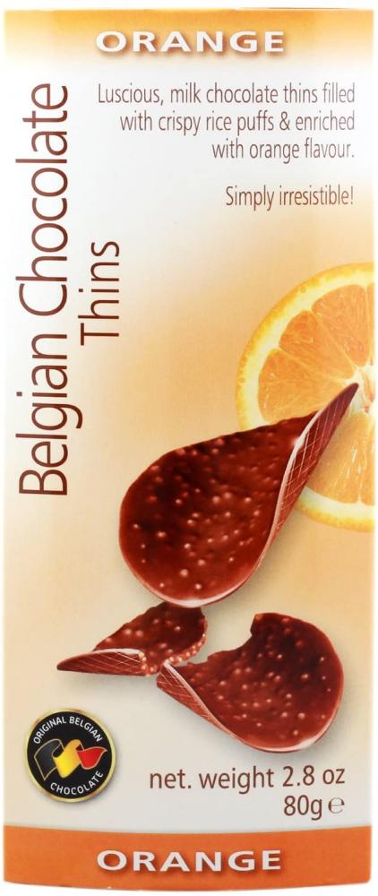 Belgian Chocolate Thins Orange 80g