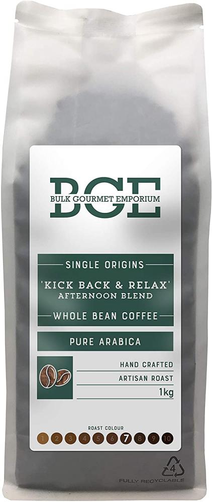 SALE  Bulk Gourmet Emporium Single Origin Kick Back and Relax Afternoon Whole Bean Coffee 1kg