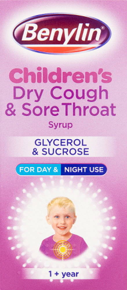 Benylin Childrens Dry Cough and Sore Throat Syrup 1 Plus Year 125ml
