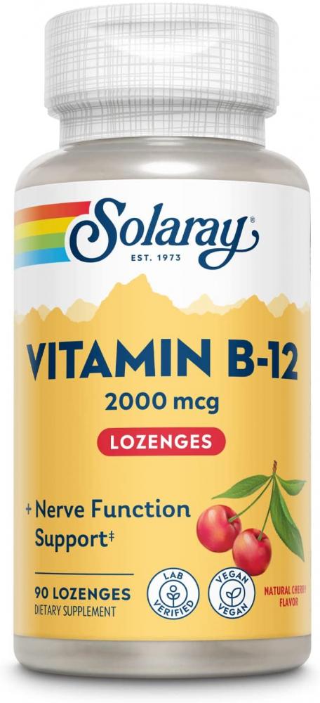 Solaray Vitamin B-12 - Cherry 90 lozengers
