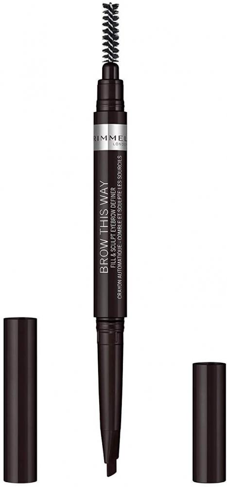 Rimmel London Brow This Way Fill and Sculpt Eyebrow Definer Soft Pencil and Brush Duo Soft Black