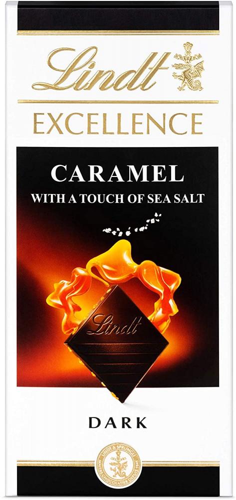 Lindt Excellence Dark Caramel Chocolate Bar with a Touch of Sea Salt 100g