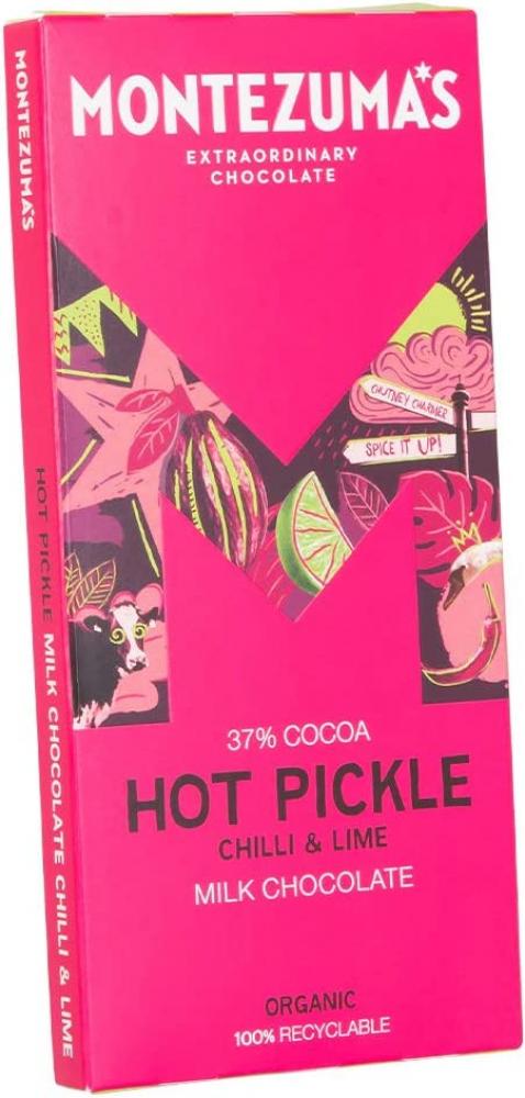 Montezumas Hot Pickle 37 Percent Cocoa Milk Chocolate with Chilli and Lime 90g