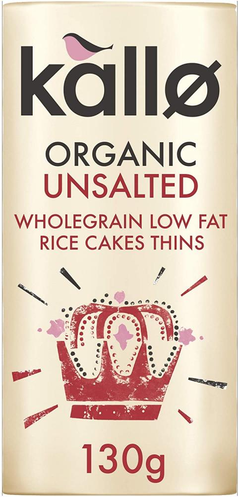 Kallo Organic Unsalted Rice Cakes Wholegrain Thin Slice 130g