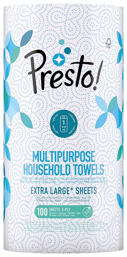 Presto Multi Purpose Household Paper Towels 100 Sheets 3ply
