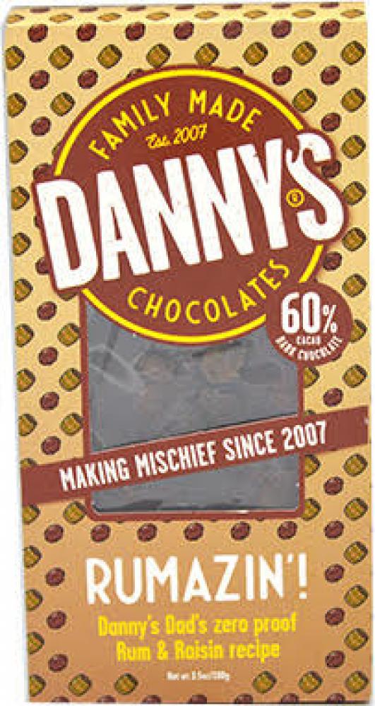 SALE  Dannys Chocolate Rum and Raisin Bar 100g